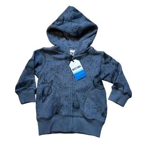 Bitz Kids Space‎ Print Zip Up Hoodie Charcoal Gray Cotton WD05038 6-12M NWT